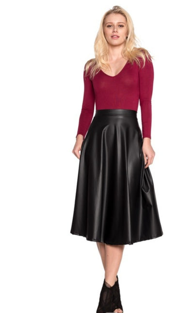 Flare Leather Skirt