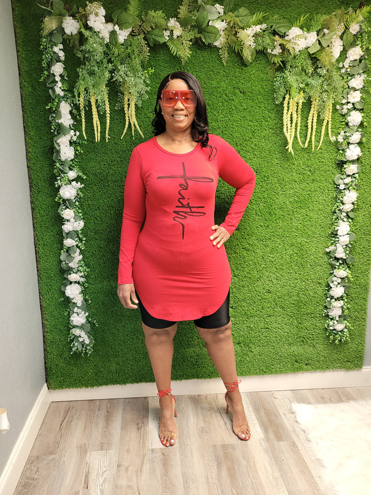 Faith Long Sleeve Top (Red)