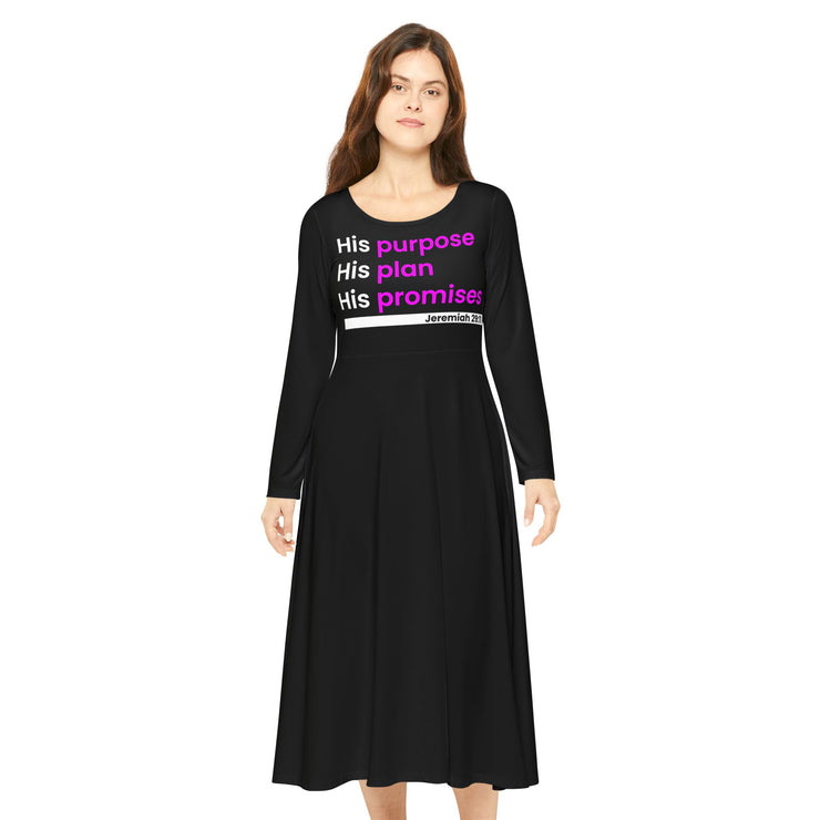 Long Sleeve Dance Dress - His Plan His Purpose His Promises Women's Dance Dress