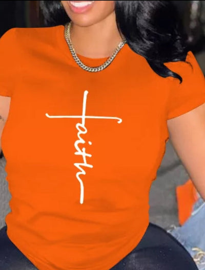 Faith Short Sleeve Top (Orange)