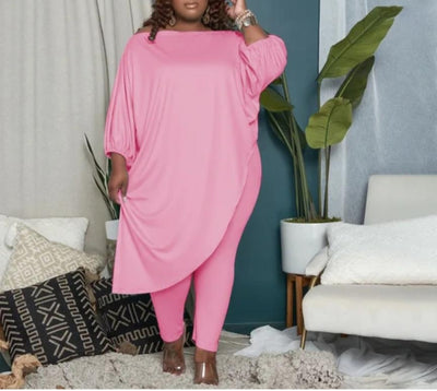 Asymmetrical Pant Set (Pink)