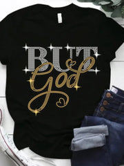 But God Rhinestone Tee (Silver & Gold)