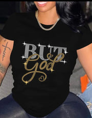 But God Rhinestone Tee (Silver & Gold)