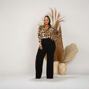 Animal Print Combination Jumpsuit