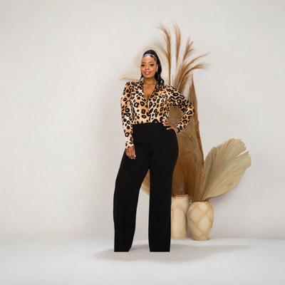 Animal Print Combination Jumpsuit