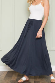 Solid Maxi Skirt with Pockets