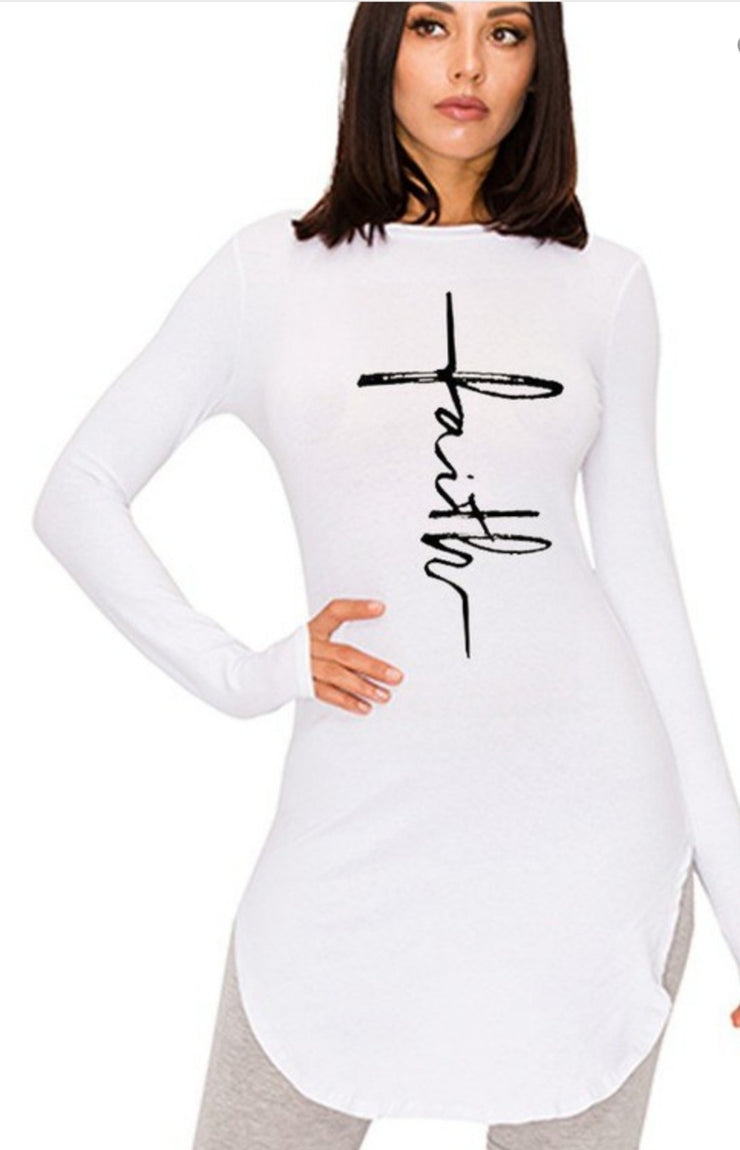 Faith Long Sleeve Top (White)