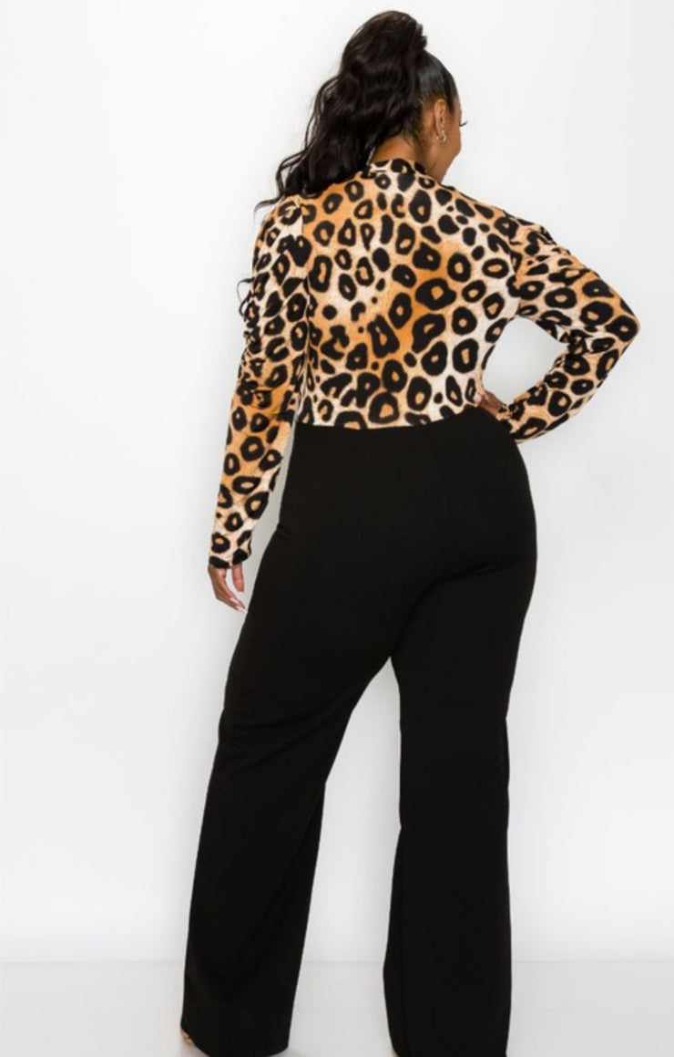 Animal Print Combination Jumpsuit