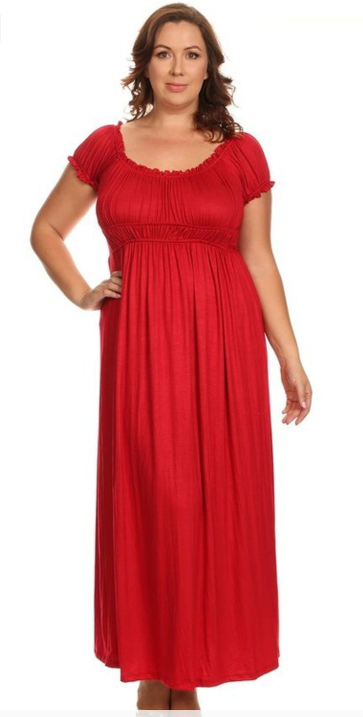 Ruffle Shoulder Maxi