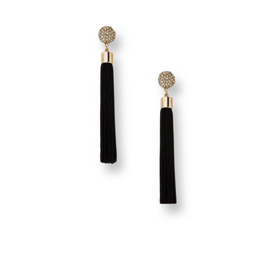 Crystal Post Tassel Earrings