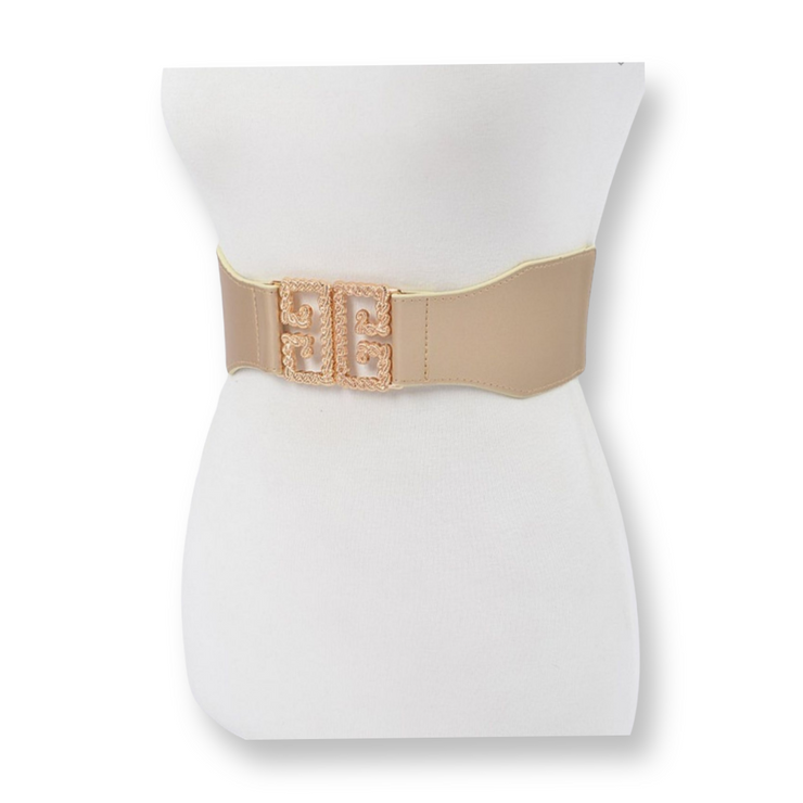 Gold Metal Buckle Stretch Waist Belt