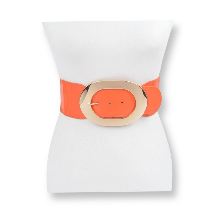 Metal Buckle Enamel Stretch Plus Size Belt
